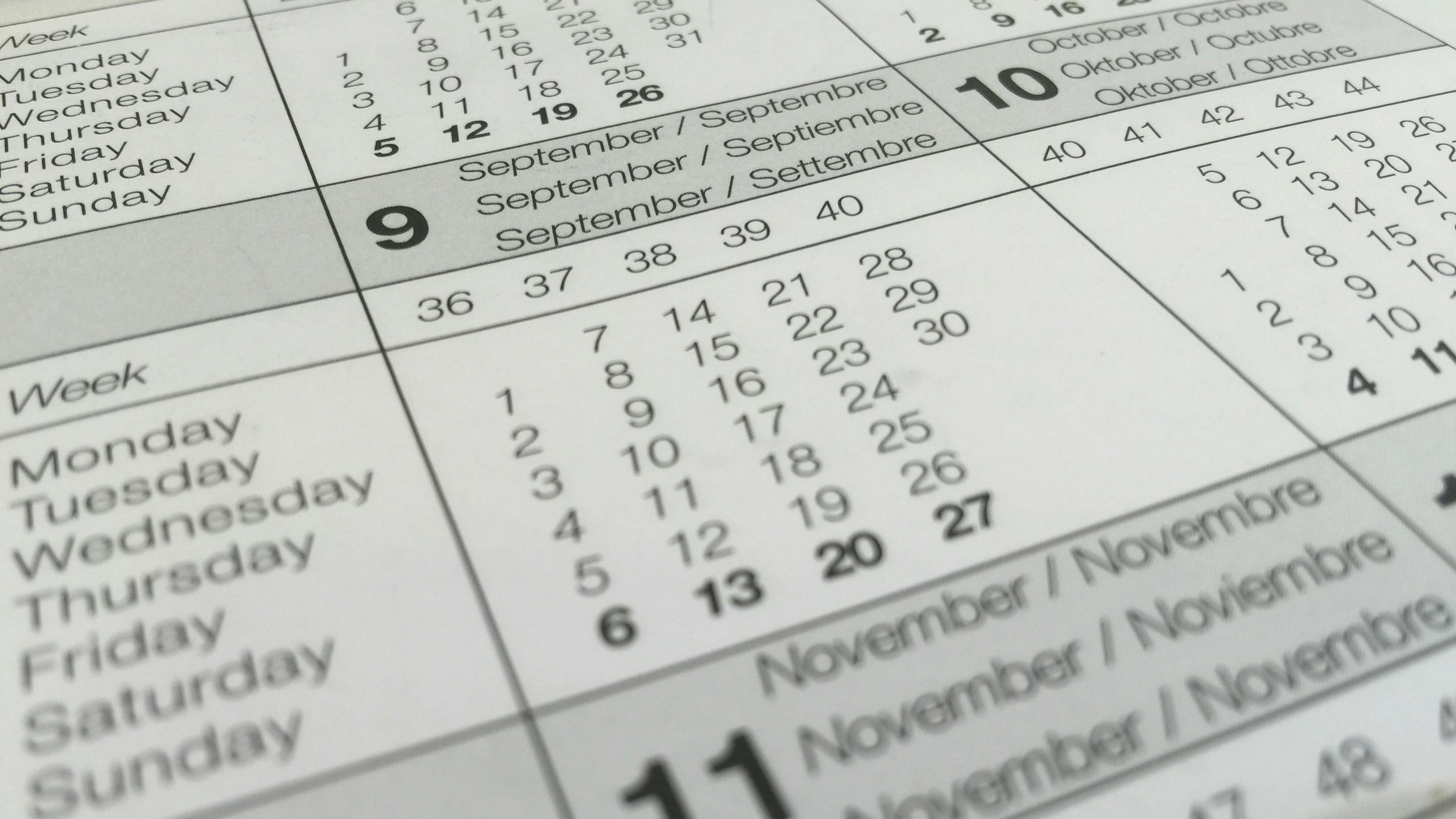 Foto eines Kalenders